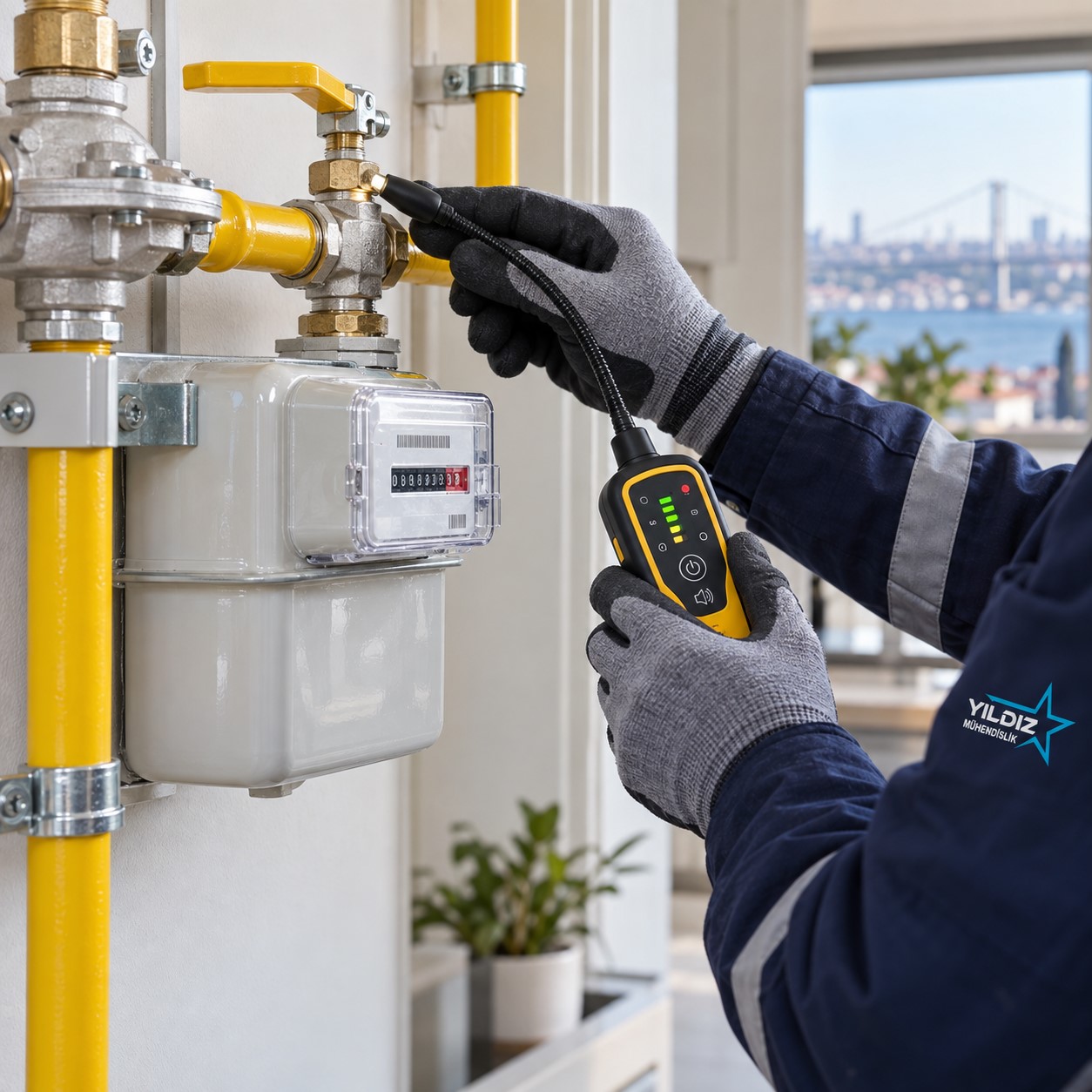 Doğalgaz sayacı ve bağlantılarında dijital sızdırmazlık kontrolü