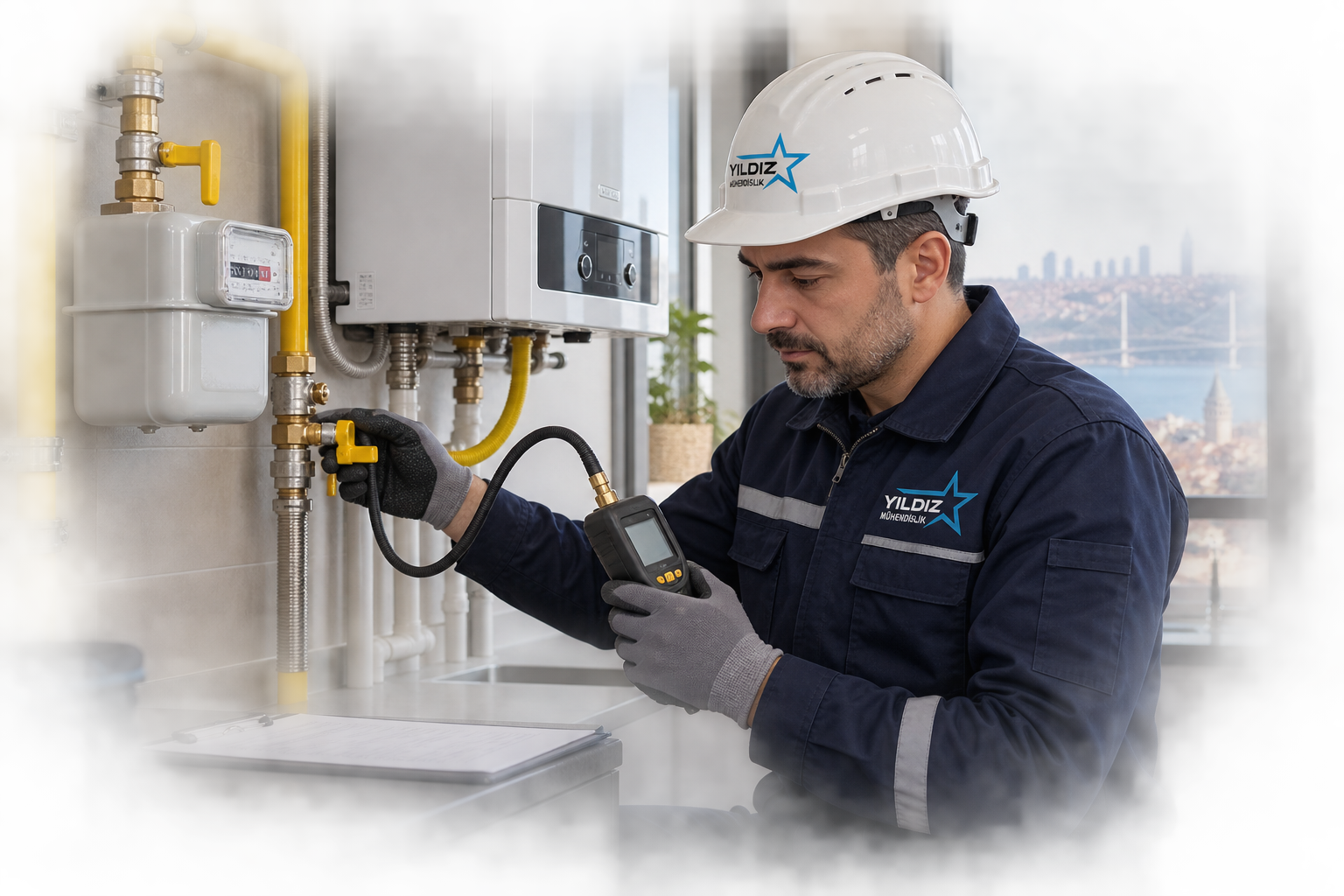 Yıldız Mühendislik gaz açma öncesi tesisat ve sızdırmazlık kontrolü